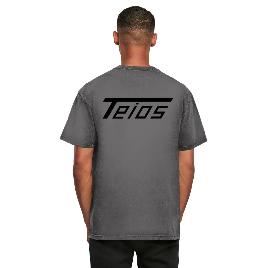 washed tee teios black print – detailansicht
