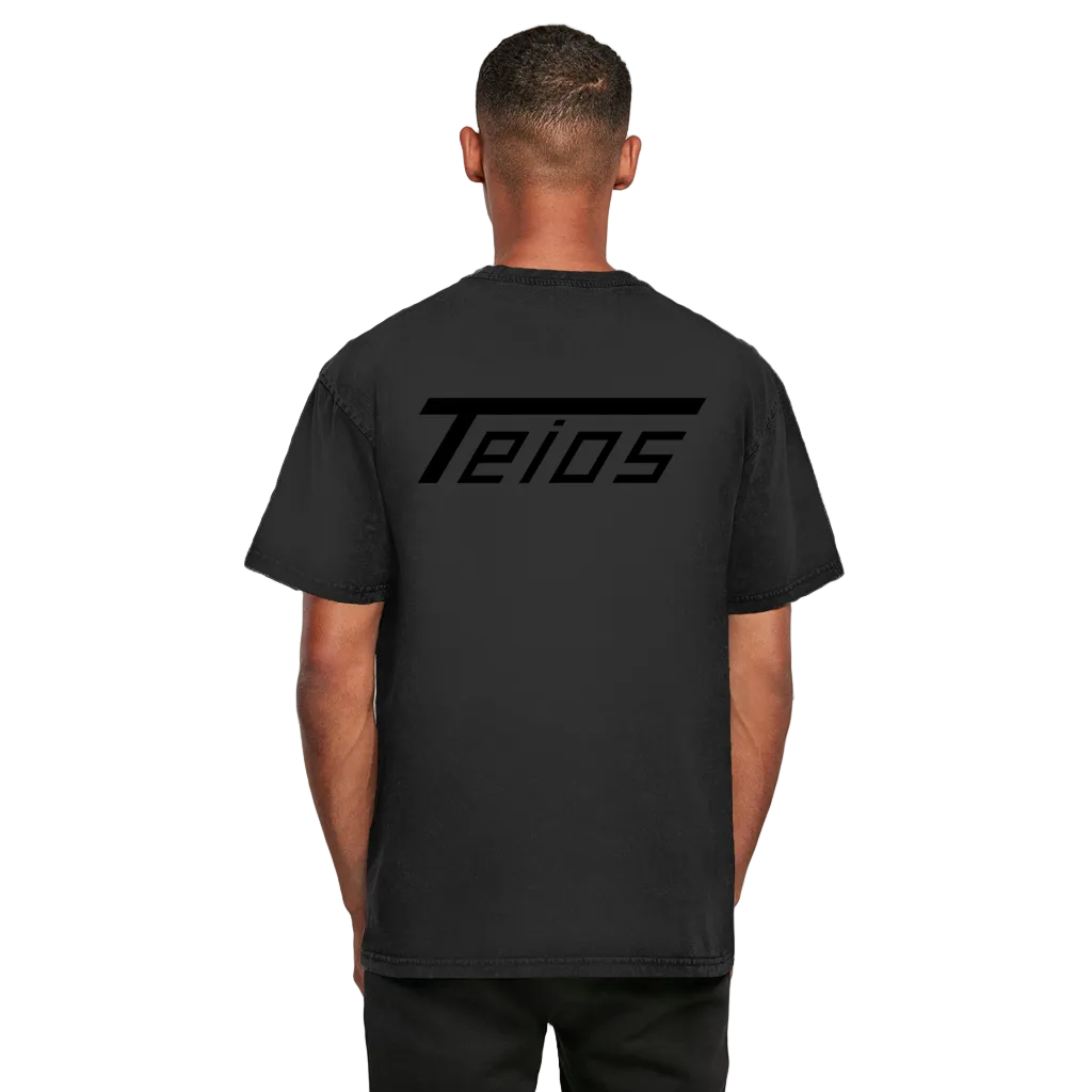 washed tee teios black print – frontansicht