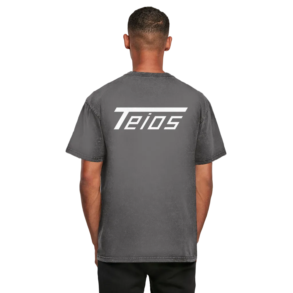 washed tee teios white print – detailansicht