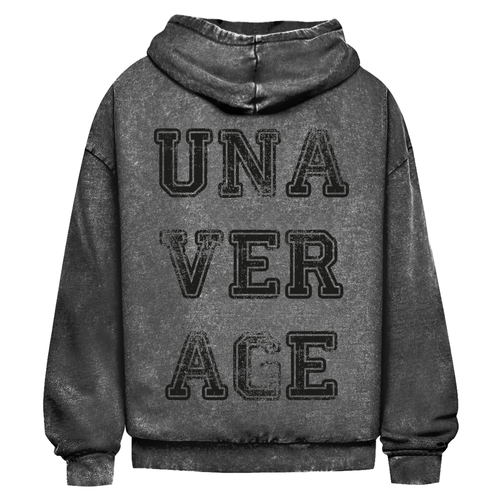 washed hoodie unaverage black print – detailansicht