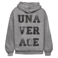 washed hoodie unaverage black print – frontansicht