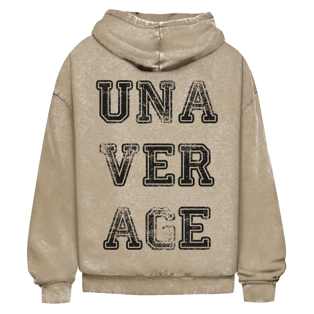 washed hoodie unaverage black print – close-up 5