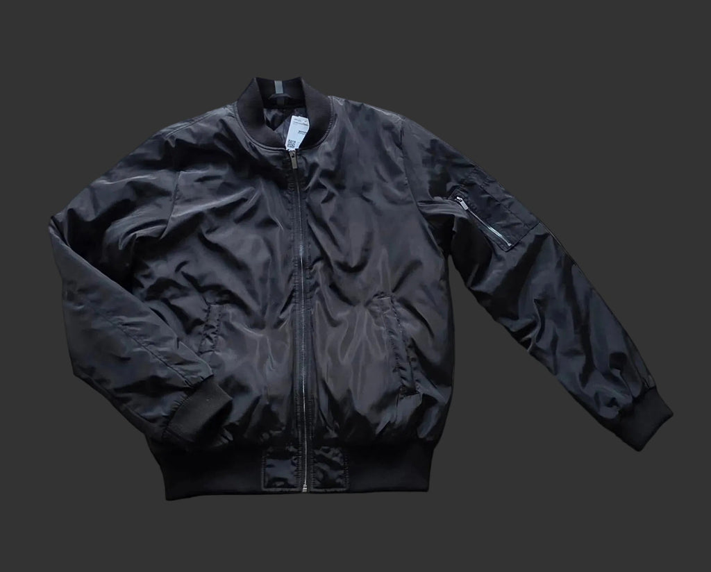 bomber jacket teios weisser print – detailansicht