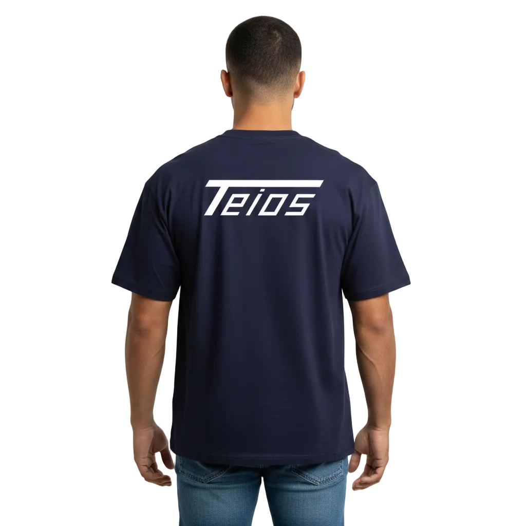 oversize tee teios white print – frontansicht