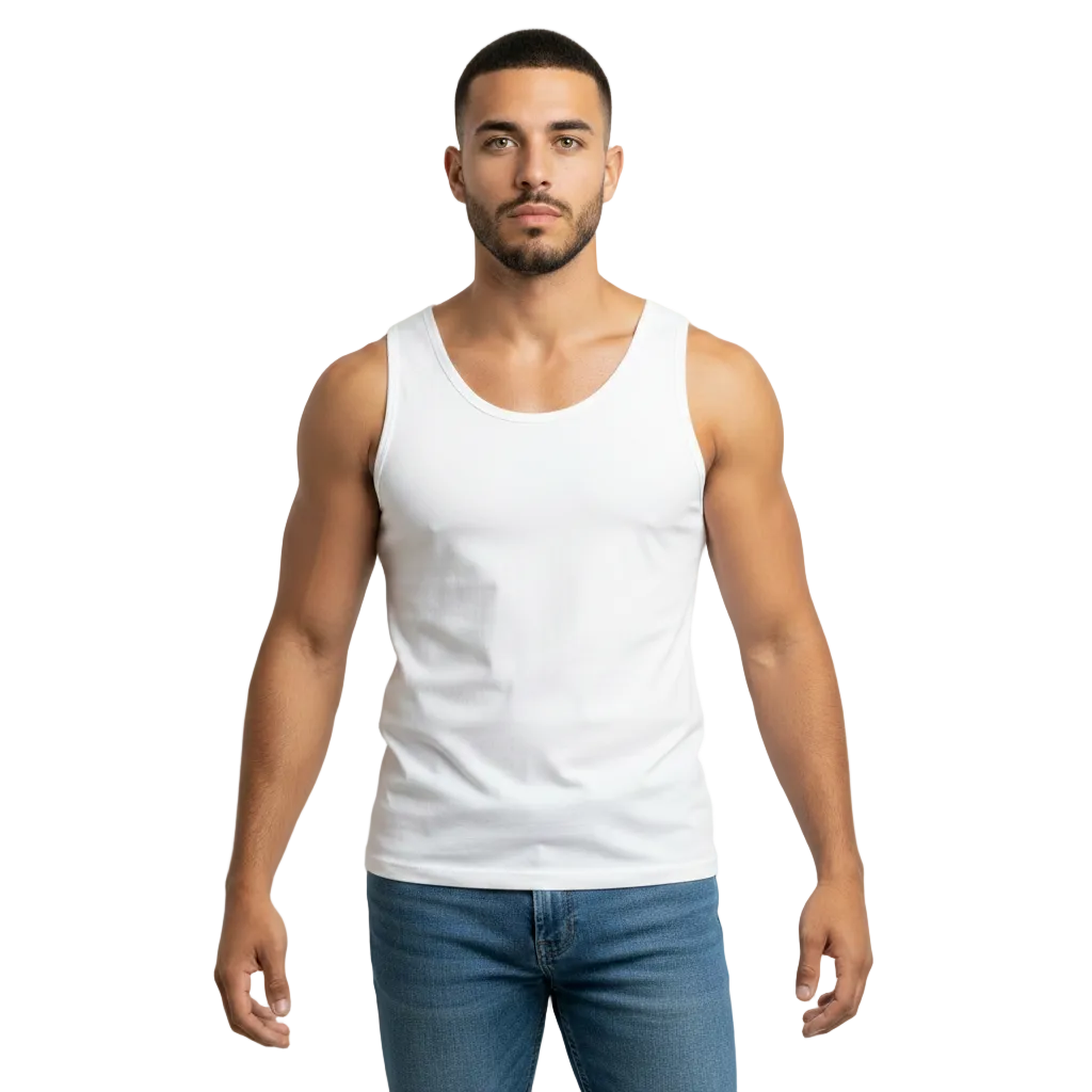 premium tank top weiss schwarzer print – rückansicht