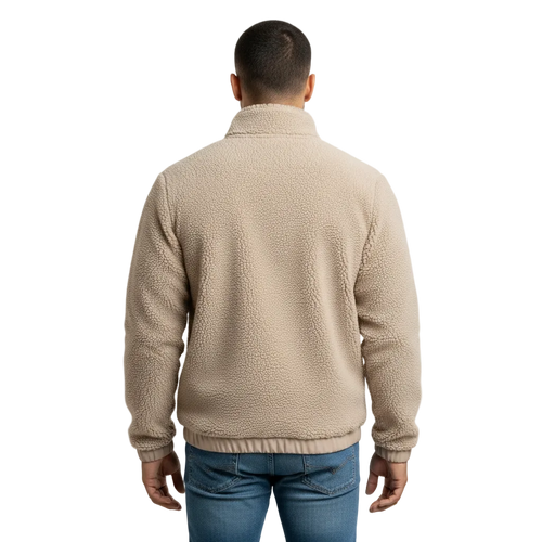 sherpa jacket teios weisser frontprint – frontansicht