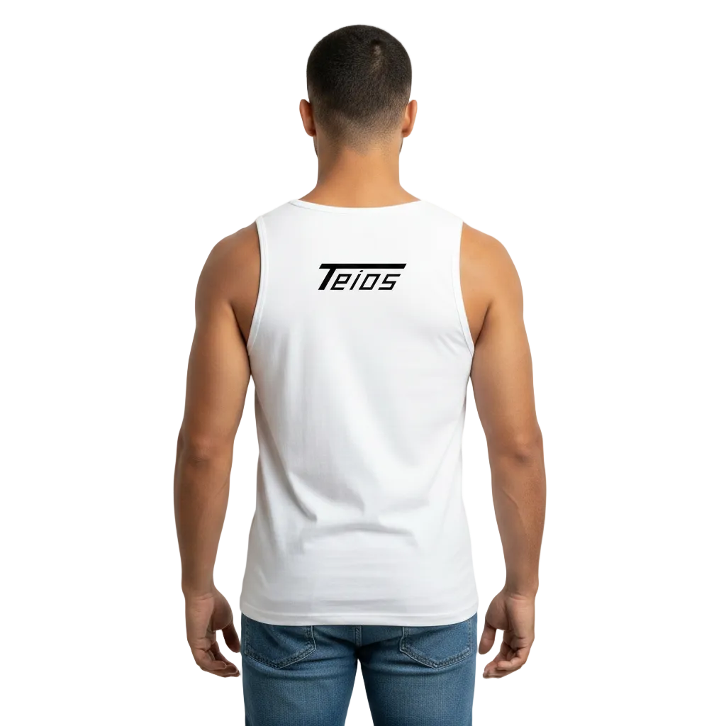 premium tank top weiss schwarzer print – frontansicht