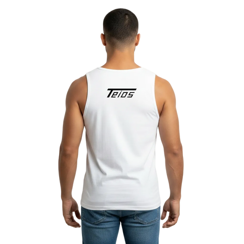 premium tank top weiss schwarzer print – frontansicht