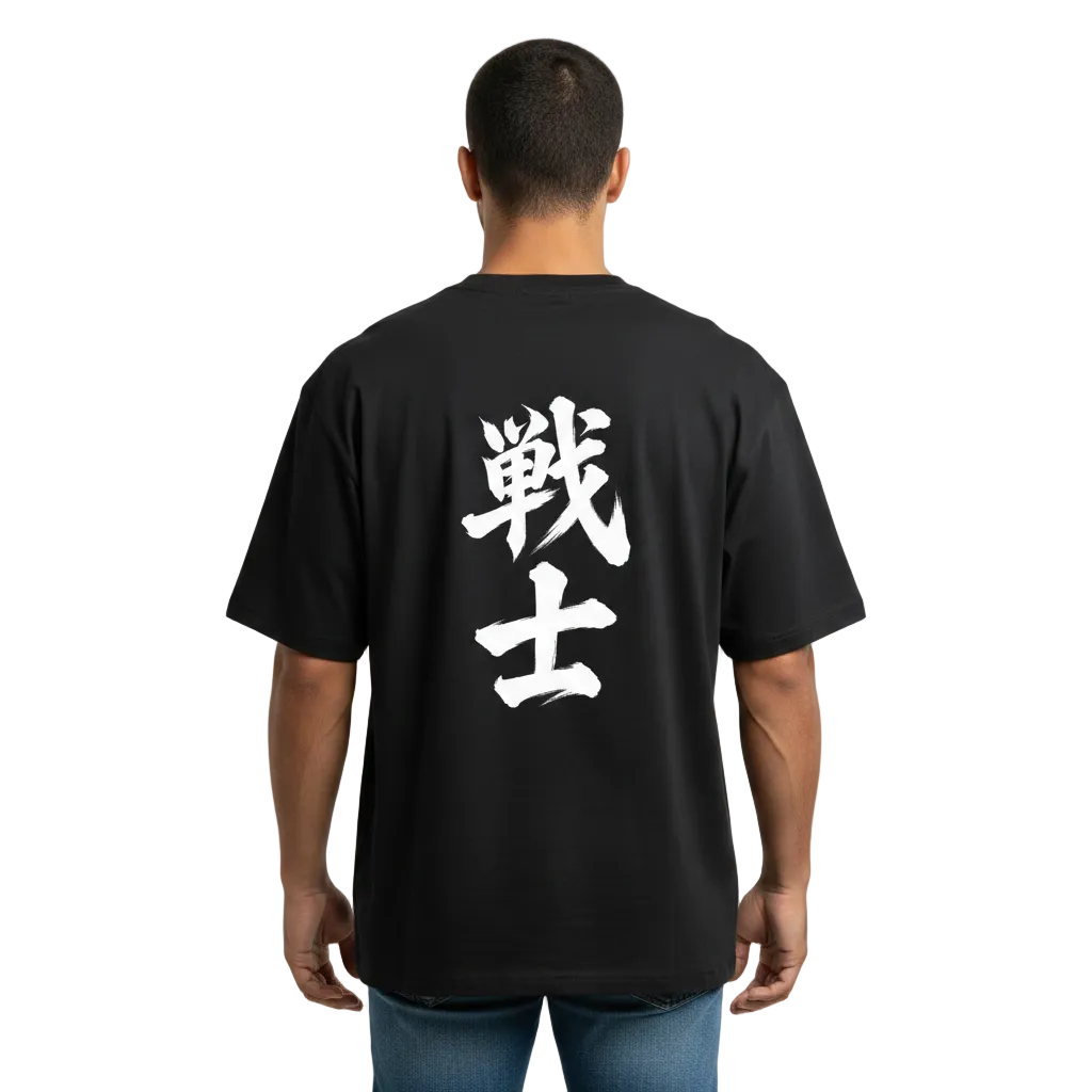 oversize tee senshi kanji weiss – frontansicht